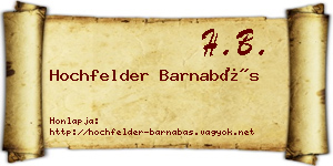 Hochfelder Barnabás névjegykártya